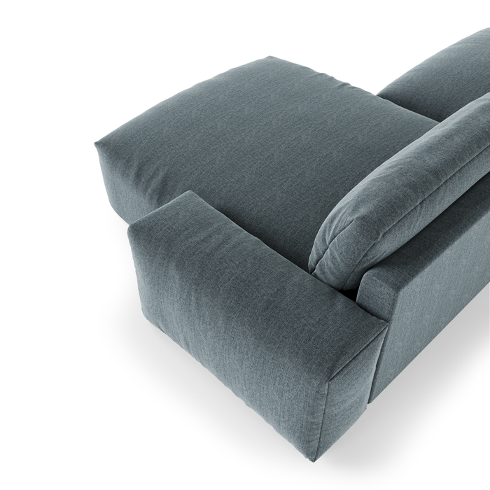 4-zits rechthoekige sofa in soft touch geweven stof blauw grijs 310cm