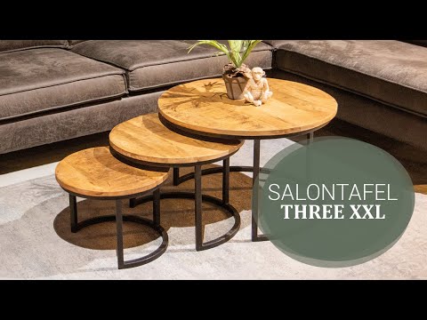 LABEL51 - Salontafel Set Triplet - Rough Mangohout - Zwart Metaal