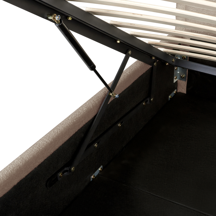 Beliani-MONTLAUR-Bed met opbergruimte-Taupe-160 x 200 cm-Bouclé