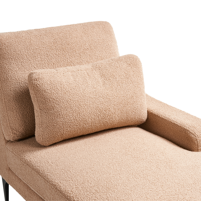 Beliani - EWRON - Chaise longue - Zandbeige - Linkszijdig - Bouclé