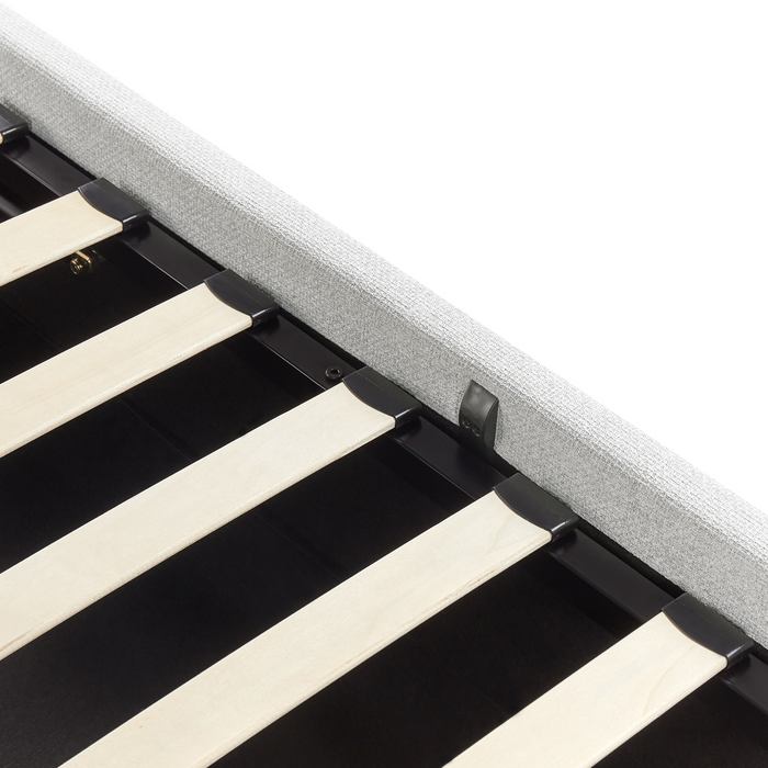 Beliani-DINAN-Eenpersoonsbed-Lichtgrijs-90 x 200 cm-Polyester