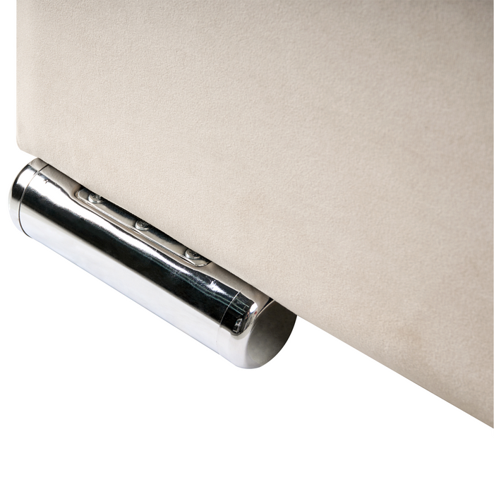 Beliani-LUBBON -Tweepersoonsbed-Gebroken wit-140 x 200 cm-Fluweel