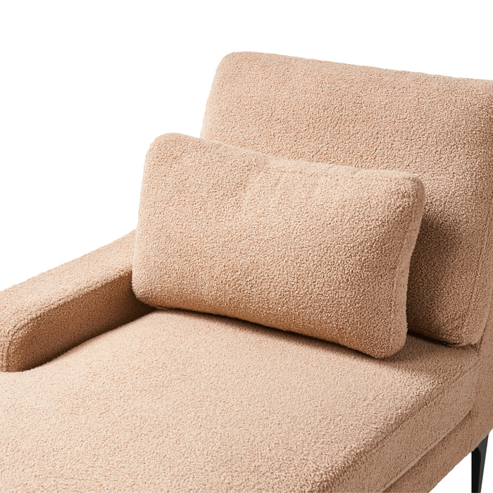 Beliani - EWRON - Chaise longue - Zandbeige - Rechtszijdig - Bouclé
