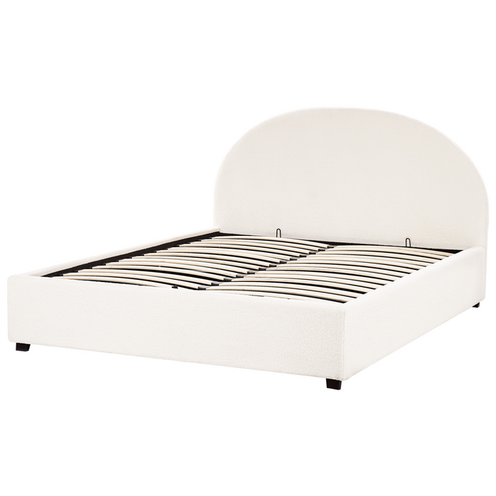 Beliani-VAUCLUSE-Bed met opbergruimte-Gebroken wit-160 x 200 cm-Bouclé