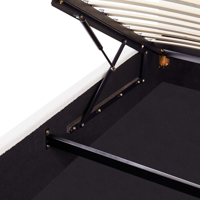 Beliani-VAUCLUSE-Bed met opbergruimte-Gebroken wit-160 x 200 cm-Bouclé