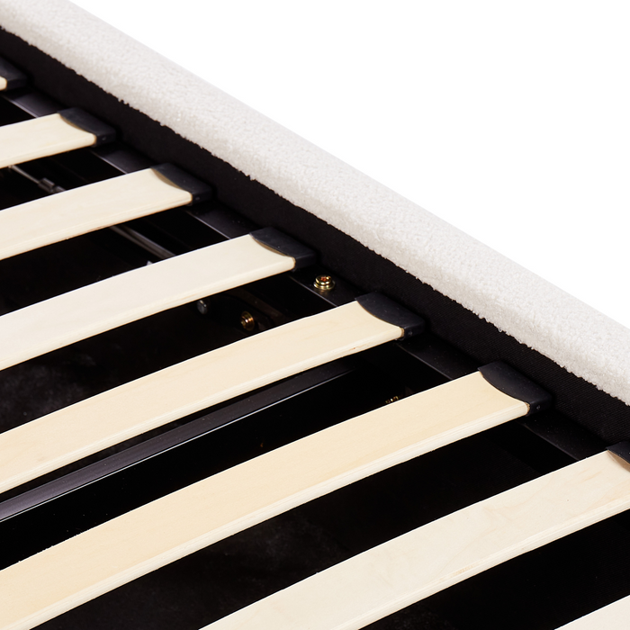 Beliani-VAUCLUSE-Bed met opbergruimte-Gebroken wit-160 x 200 cm-Bouclé