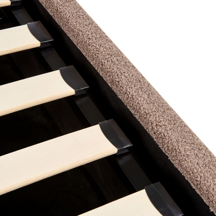 Beliani - ORBEY - Bed met opbergruimte - Bruin - 180 x 200 cm - Bouclé