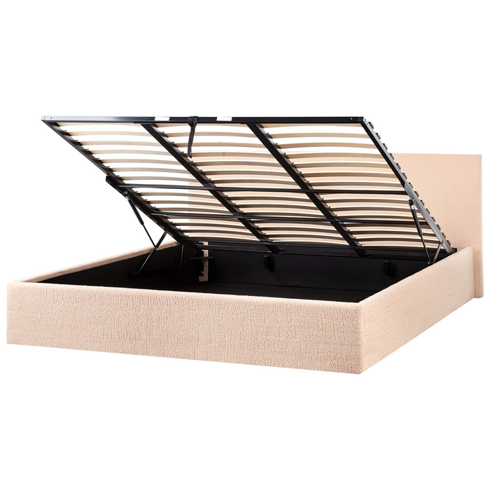 Beliani - ORBEY - Bed met opbergruimte - Beige - 180 x 200 cm - Bouclé