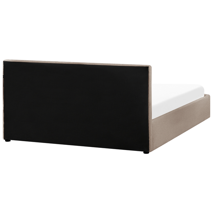 Beliani-MONTLAUR-Bed met opbergruimte-Taupe-160 x 200 cm-Bouclé