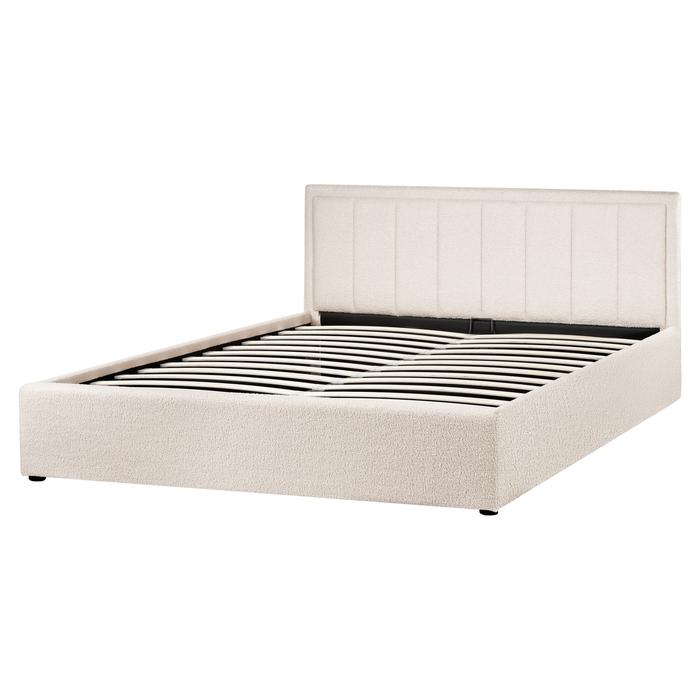 Beliani-MONTLAUR-Bed met opbergruimte-Beige-160 x 200 cm-Bouclé