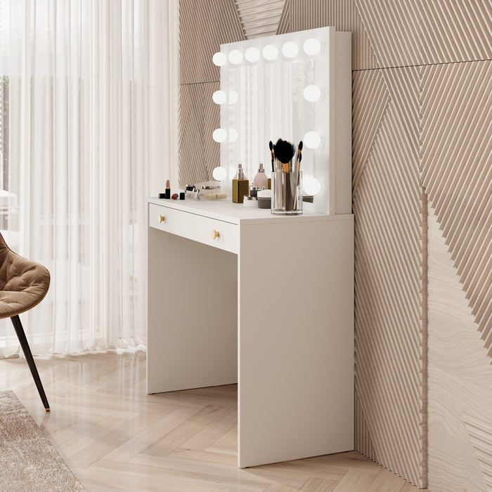 Meubella - Kaptafel Rumble 2 - Wit - 90 cm - Met spiegel