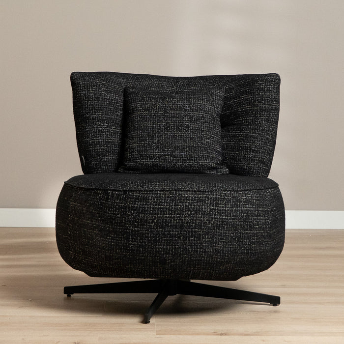 Bronx71 Fauteuil Fallon draaibaar gemêleerde stof zwart