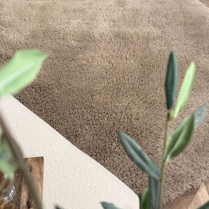 Rond hoogpolig vloerkleed Furr bruin - Interieur05 - 160 x 160 cm
