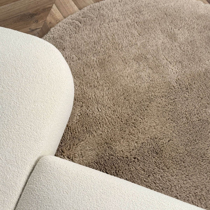 Rond hoogpolig vloerkleed Furr bruin - Interieur05 - 160 x 160 cm