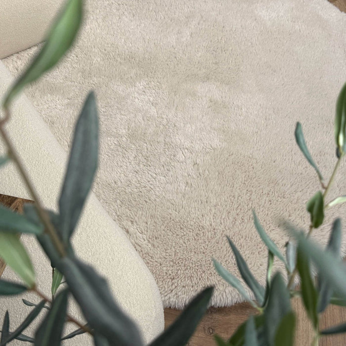 Rond hoogpolig vloerkleed Furr beige - Interieur05 - 120 x 120 cm