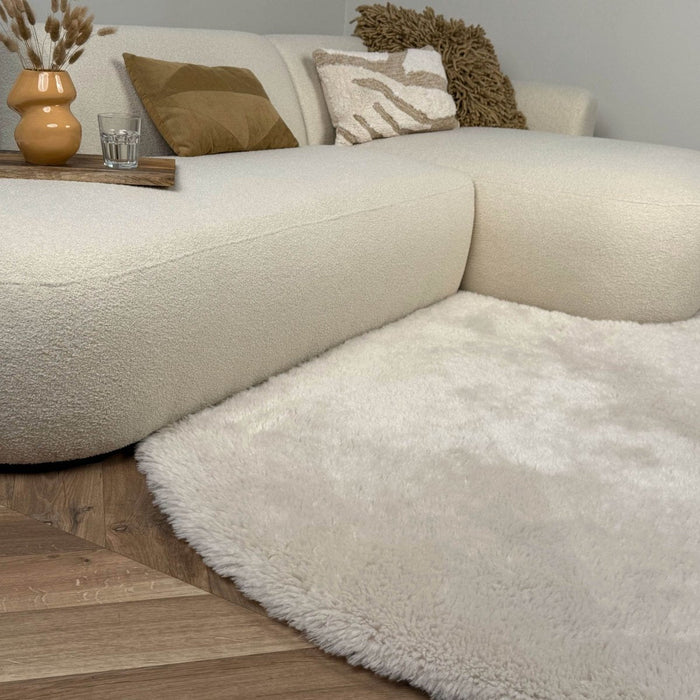 Rond hoogpolig vloerkleed Furr beige - Interieur05 - 120 x 120 cm