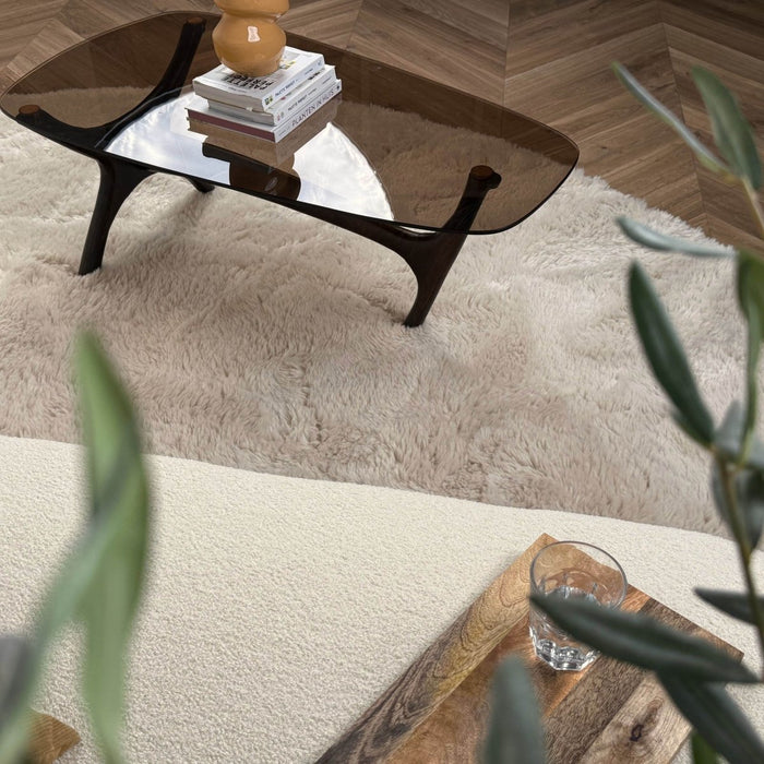 Hoogpolig Organisch vloerkleed Furr Stone beige - Interieur05