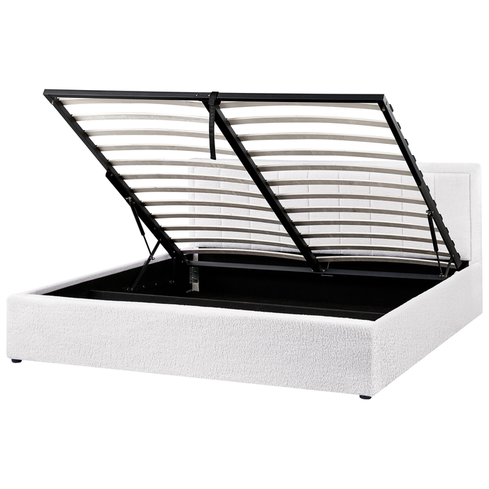 Beliani-MONTLAUR-Bed met opbergruimte-Wit-180 x 200 cm-Bouclé