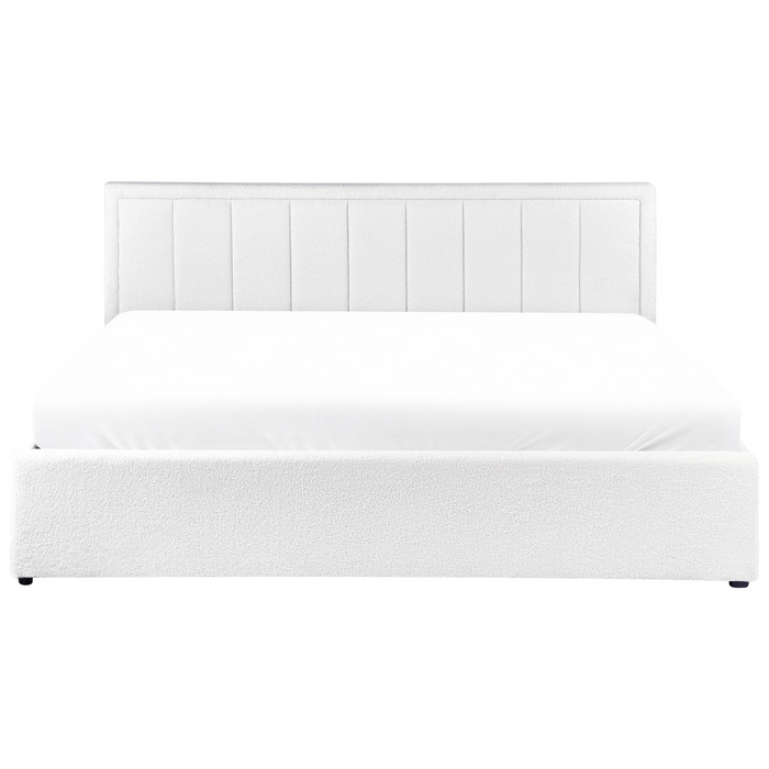 Beliani-MONTLAUR-Bed met opbergruimte-Wit-180 x 200 cm-Bouclé