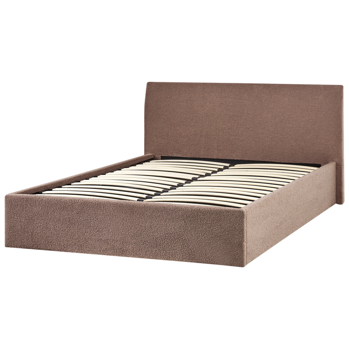 Beliani - ORBEY - Bed met opbergruimte - Bruin - 140 x 200 cm - Bouclé