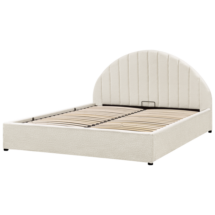 Beliani-CHADENET-Tweepersoonsbed-Gebroken wit-160 x 200 cm-Bouclé