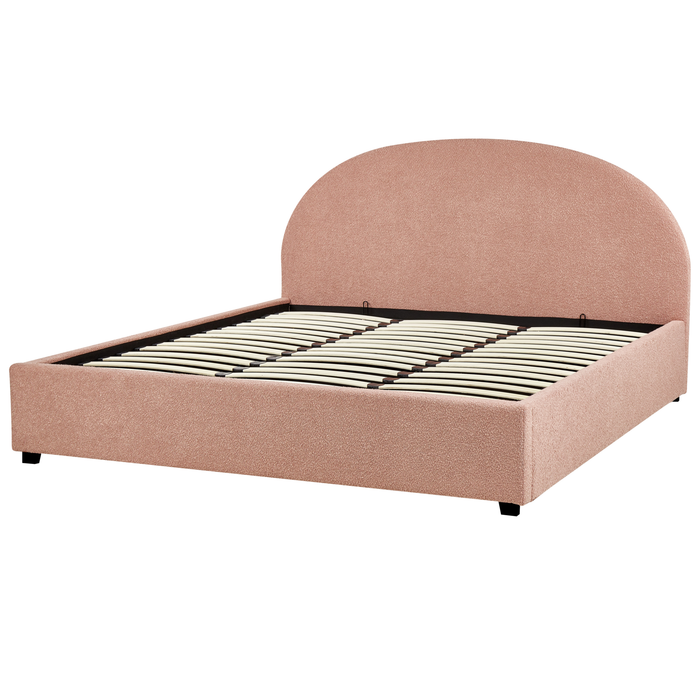 Beliani-VAUCLUSE -Tweepersoonsbed-Pastelroze-180 x 200 cm-Polyester