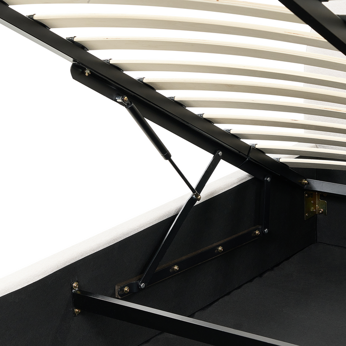 Beliani-VAUCLUSE-Bed met opbergruimte-Lichtbeige-160x200 cm-Polyester