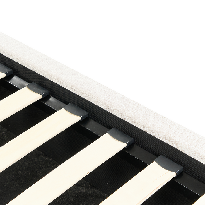 Beliani-VAUCLUSE-Bed met opbergruimte-Lichtbeige-160x200 cm-Polyester