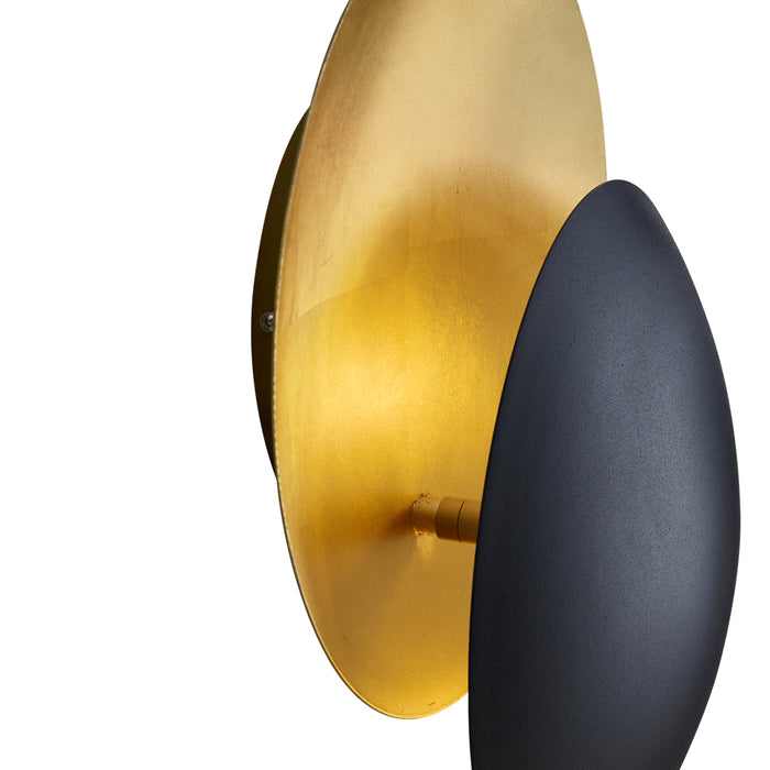 QAZQA Moderne wandlamp zwart met goud 34.5cm 2-lichts - Sunrise