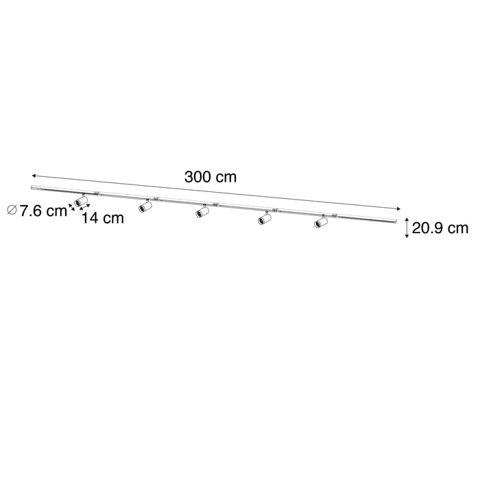 QAZQA Modern railsysteem met 5 spots wit 1-fase GU10 70mm - Iconic