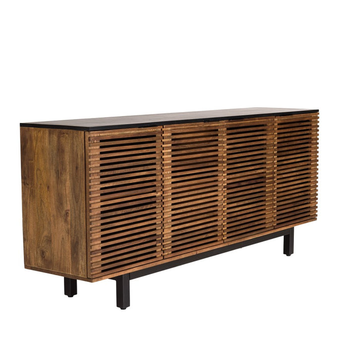 ALIX - Buffet en bois de manguier 4 portes ajourées