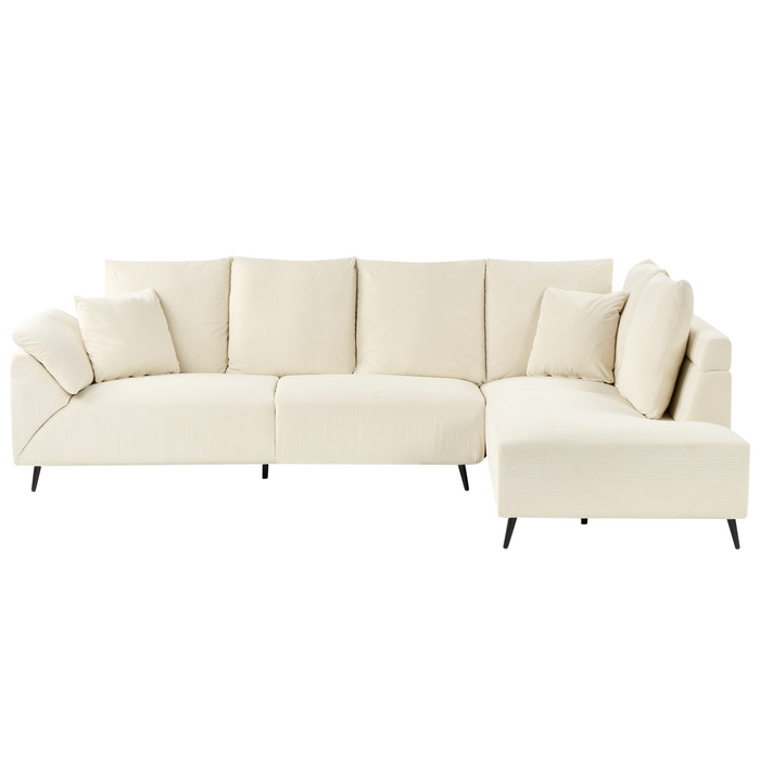 Beliani - LUNNER - Hoekbank - Lichtbeige - Linkszijdig - Corduroy