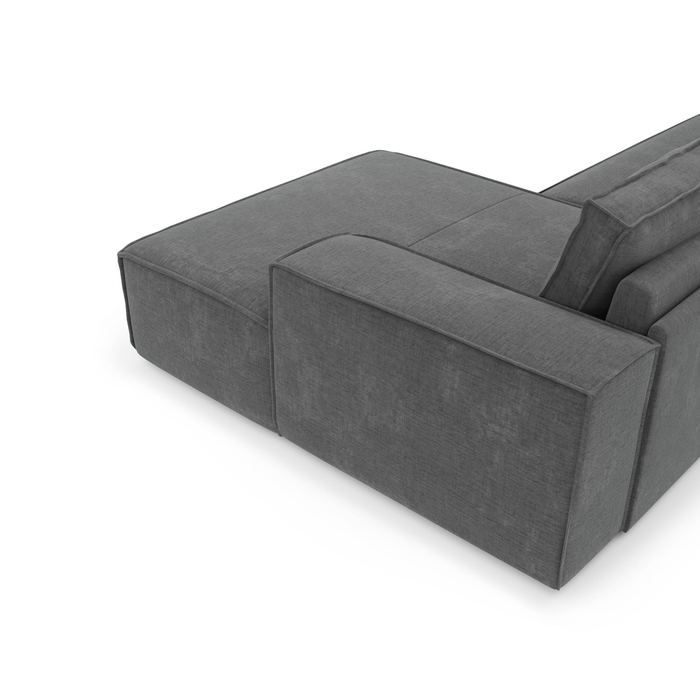 Slaapbank rechte hoek dunlopillo fluweelmotief grijs 140cm