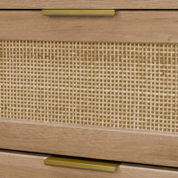 sweeek - Commode chiffonnier ladenkast decor hout en vlechtwerk 4