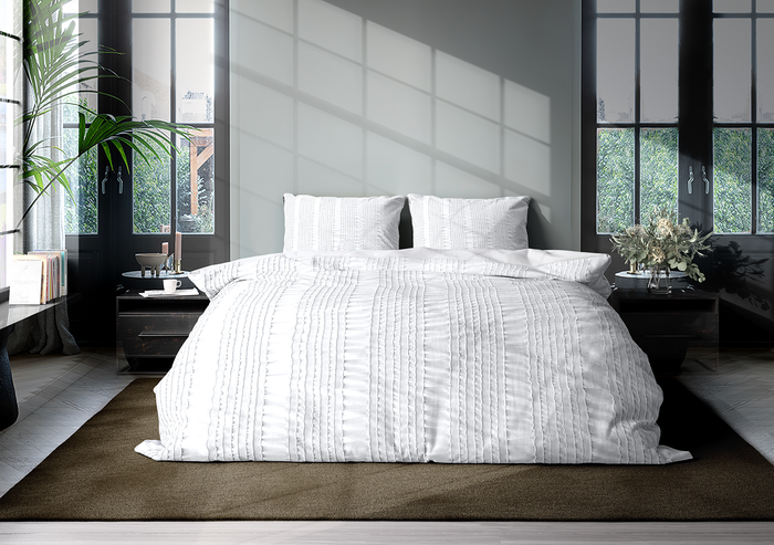 Eleganzzz Dekbedovertrek Micropercal Pure Stitches - crystal white