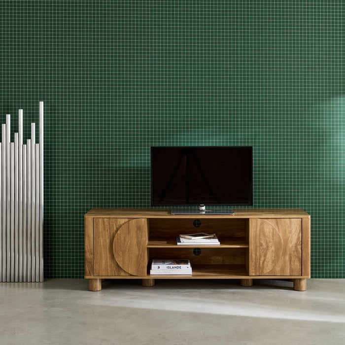 sweeek - Exotisch TV-meubel effect mangohout 2 deuren