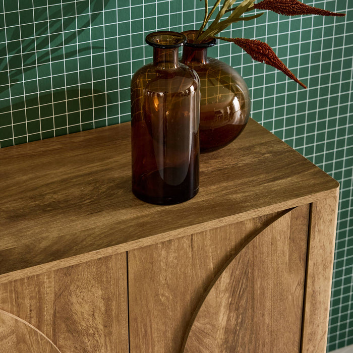 sweeek - Exotisch dressoir met houteffect van mangohout 2 deuren 80 cm