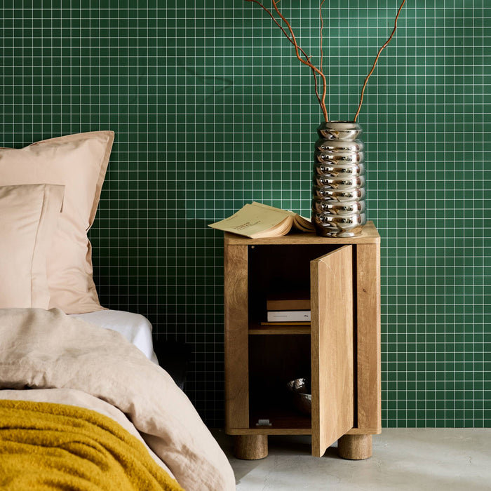 sweeek - Nachtkastje effect mangohout 1 omkeerbare deur (set van 2)