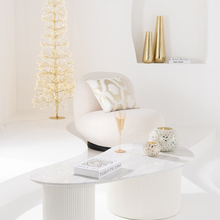 J-Line loungestoel Sneeuw populieren - hout|schuim - wit|zwa