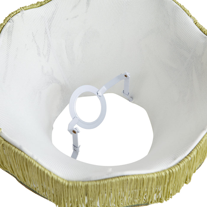 QAZQA Stoffen lampenkap blad dessin met witte binnenkant 31,5|15|14 -