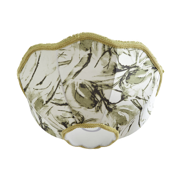 QAZQA Stoffen lampenkap blad dessin met witte binnenkant 45|15|21,5 -