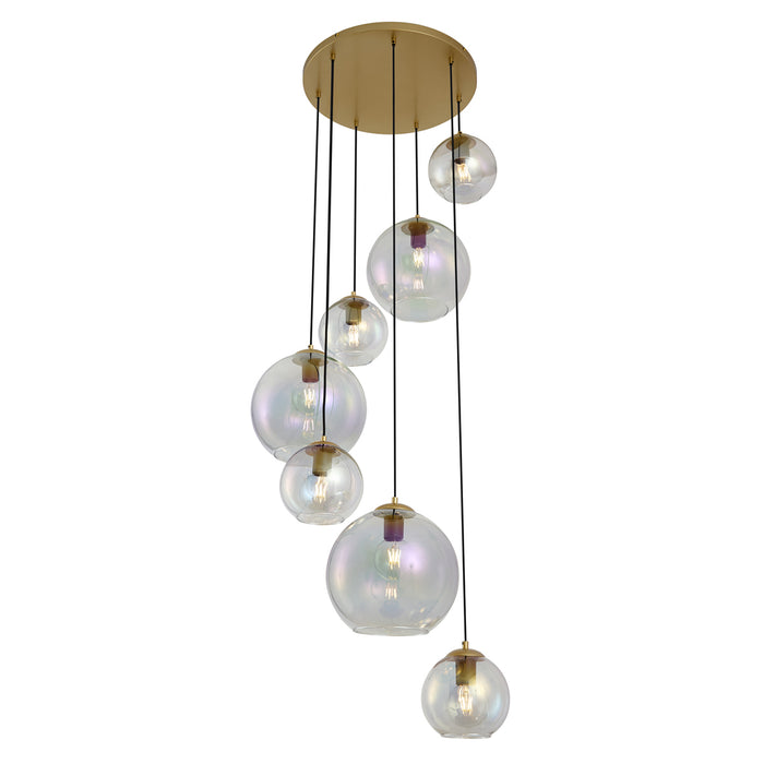 QAZQA Art Deco hanglamp goud met regenboog glas 7-lichts - Sandra