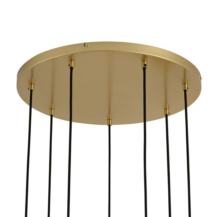 QAZQA Art Deco hanglamp goud met regenboog glas 7-lichts - Sandra