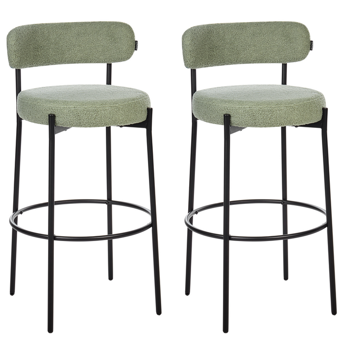 Beliani - ALLISON - Barkruk set van 2 - Lichtgroen - Bouclé