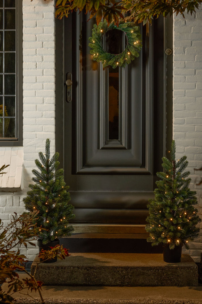 Black Box Trees Nagoya Set van 2 Kerstbomen en 1 Krans - H90 x Ø45 cm