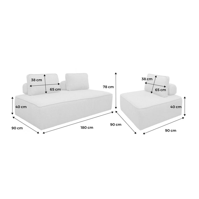 sweeek - Set van fauteuils voor modulaire bank 3 zitplaatsen bouclé