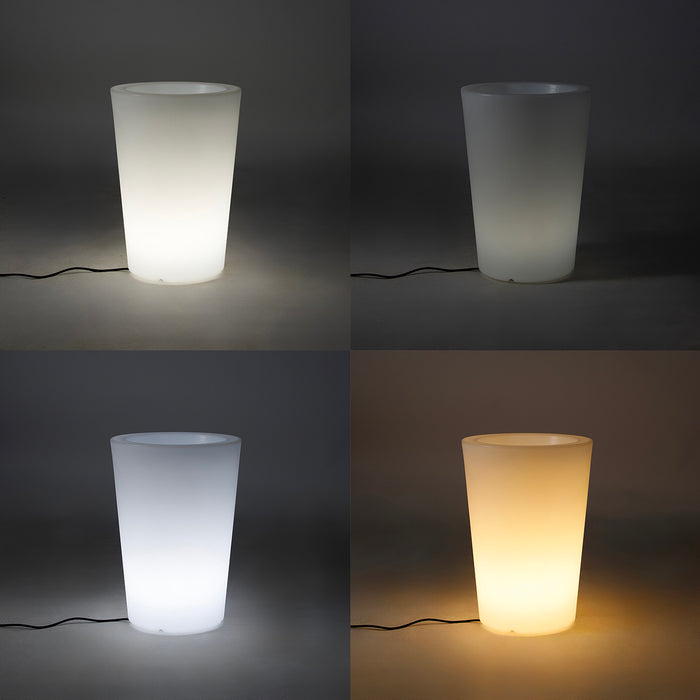 QAZQA Smart buiten vloerlamp bloempot wit IP65 incl. LED Wifi A60 -