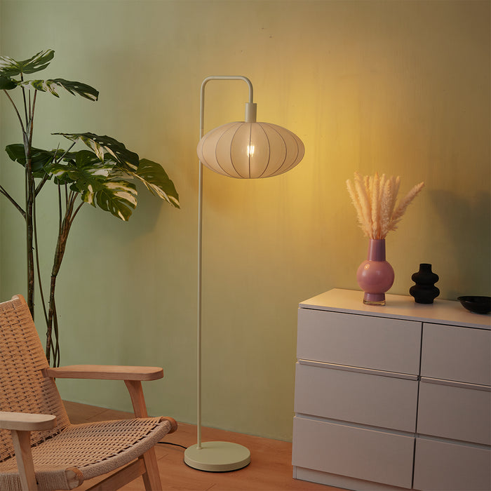 QAZQA Japandi vloerlamp beige met stoffen crème kap - Bida