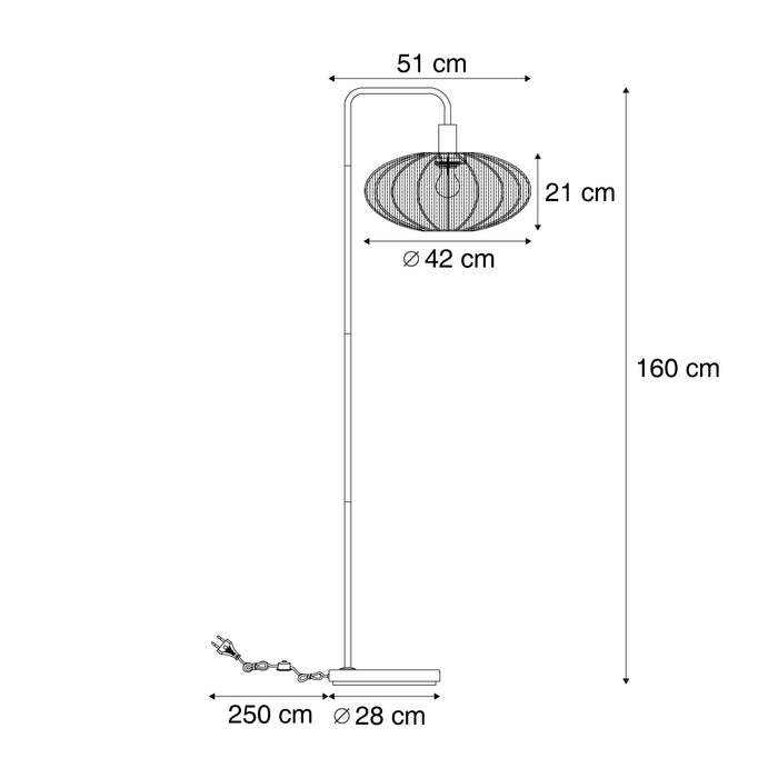 QAZQA Japandi vloerlamp beige met stoffen crème kap - Bida