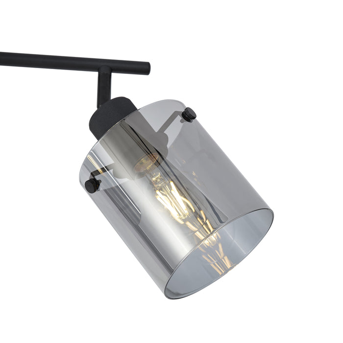 QAZQA Design plafondspot zwart met smoke glas 3-lichts - Domo